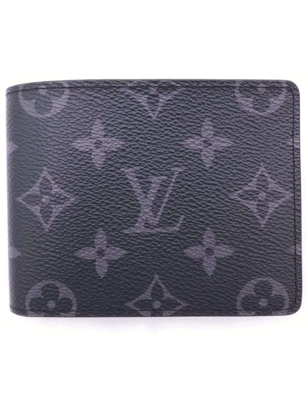 Louis Vuitton Monogram Eclipse Bifold Wallet Compact Black Leather